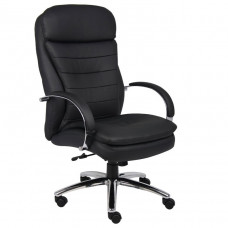 Boss High Back CaressoftPlus Exec. Chair W/ Chrome Base