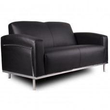 Boss Black CaressoftPlus Loveseat W/Chrome Frame